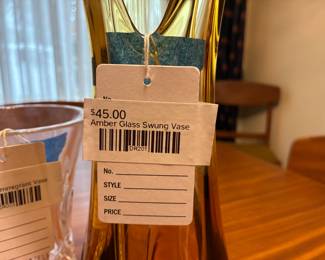 Amber Glass Swung Vase 