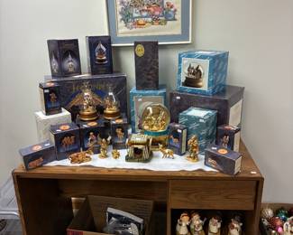 Wooden Desk, Figurines, Wall Art 