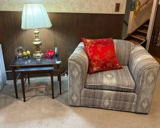 Vintage Chair, MCM Nesting Table Set, Table Lamp