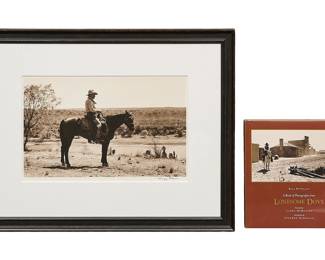 Bill Wittliff (Texas, 1940-2019), "Gus on the Rio Grande", signed photograph from the "Lonesome Dove", hand-signed by Bill Wittliff at bottom right