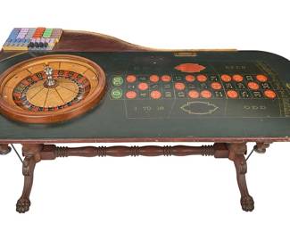 Antique Geo. Mason Co. Roulette Table with Chips, 1880s