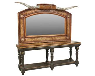 Custom Leather Console Table Mirror