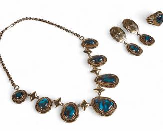 14K Yellow Gold & Turquoise Suite
