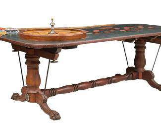 Antique Geo Mason Co. Roulette Table with Chips, 1880s