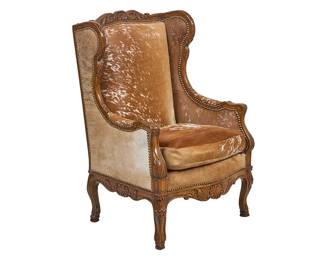 Longhorn Hide Wingback Chair