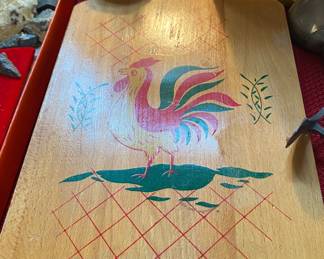Wooden Rooster Themed Cutting Board
