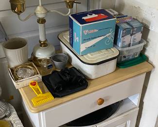 Enamelware Refrigerator Pan/Toleware Lamp