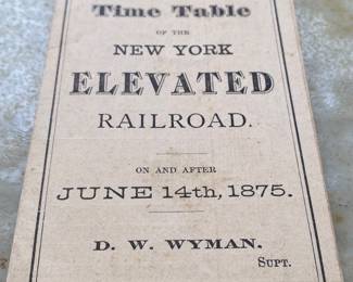 1875 New York Elevated Railroad Time Table