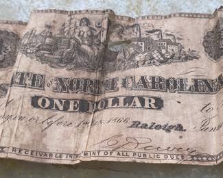 Early North Carolina One Dollar Note