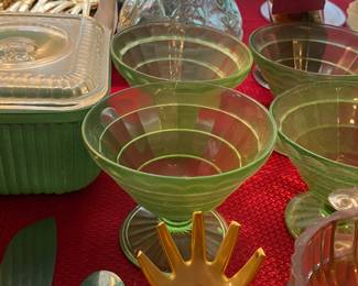 Green Depression Glass/Refrigerator Jar