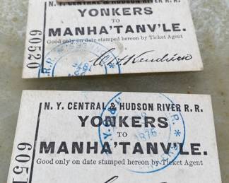 1870's N.Y. Central & Hudson River R.R. Ticket Stubs