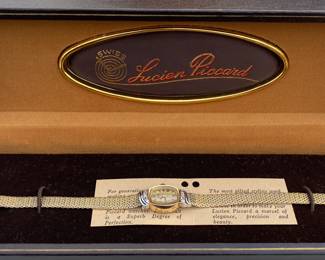 14K Lucien Piccard Ladies Watch in Original Box with Paperwork (Band is not Gold)