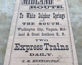 1878 Virginia Midland Route Time Table