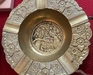 Brass Peacock Ashtray