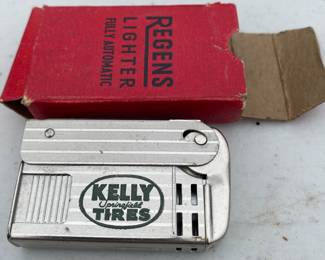 Vintage Kelly Tires Advertising Logo Lighter in Original Box