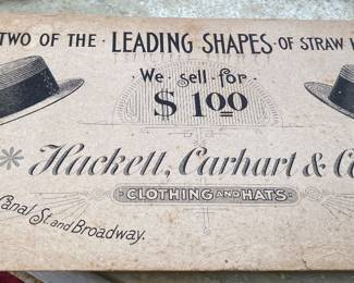 Early Hackett, Carhart & Co. Straw Hat Advertising Ink Blotter