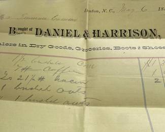 1886 Daniel & Harrison Store Billheads (Denton, N.C.)