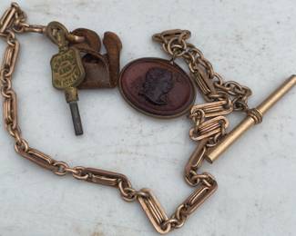 Victorian Watch Chain and Fob with Pocket Watch Key