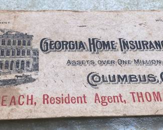 Early Georgia Home Insurance Company Thomasville, N.C. Ink Blotter