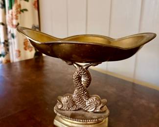 Brass Dolphin Compote