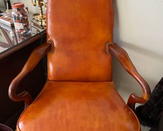 Genuine, buttery, leather side chair, or office chair