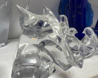 Saint Louis France crystal bull head paper weight 