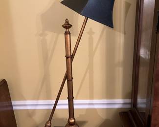 Matching pair . Vintage Hollywood Regency gold gilt arrow table lamp.