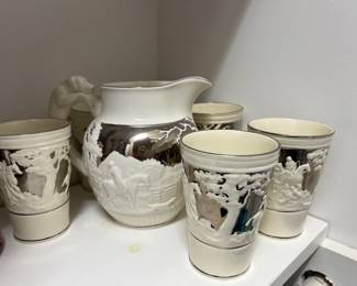 Vintage Wedgewood tumblers and pitcher