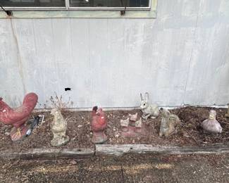 Garden concrete chickens