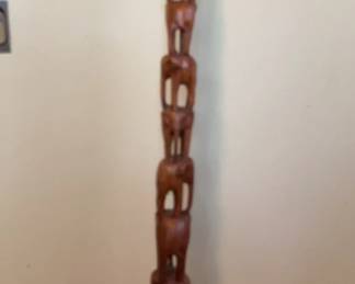 HandCarved Teak Thai Elephant Tower Sculpture