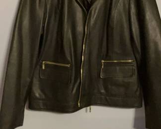 Cole Haan Womens Black Leather Jacket size XXL