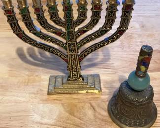 Brass Menorah And Bell