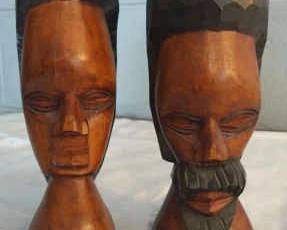 Hand Carved Jamaican Rasta Man and Woman Vintage