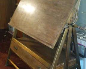 Adjustable Wood and Metal Drafting Table