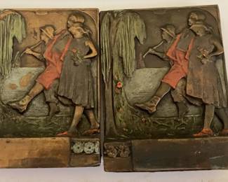 Circa 1920s Pompeian Bronze Bookends