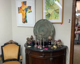 Demilune cabinet, watercolors