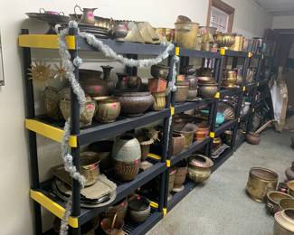 Brass planters, bowls and decor