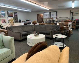 Gorgeous curved sofa, coffee and side tables