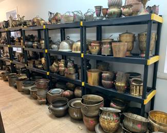 Brass planters, Silverplate Serviceware
