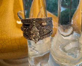 #167 - $1650 - 14kt Diamond Wedding Set Size 5, 1/2 ctw Marquis