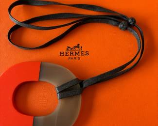 #185 - Hermès Isthme Buffalo Horn Necklace in lacquer $380
