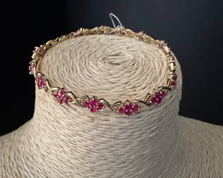 14. - $450 - 10kt Ruby & Diamond Bracelet 7" 6.7 grams