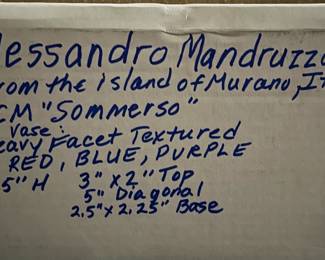 #162 - $300 - Alessandro Mandruzzato "Sommerso" mid century modern vase 3x5 