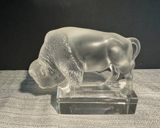 #18- $100- LALIQUE France crystal Bison 3.75x 5 