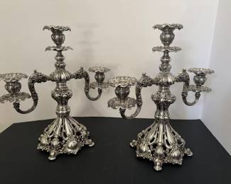 #34 - $450 - Pair of Reed & Barton silver Candelabras 16x14