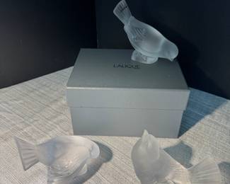 #22 - LALIQUE France Collection of 3 Sparrows - Buy individually for $80 each with original box. 