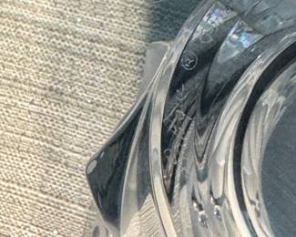 #8- $120 - LALIQUE France crystal "Saumur" vase 5 1/4 x 5 1/8