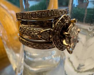 #167 - $1650 - 14kt Diamond Wedding Set Size 5, 1/2 ctw Marquis