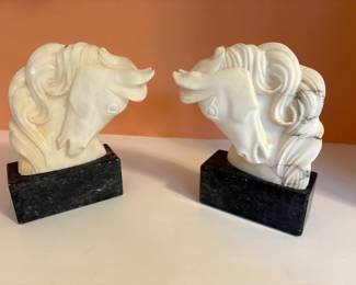 $37 - $80- Marble Horse Head Bookends. Purchased in Italy 1960s 3"w, 8"L, 9"H 