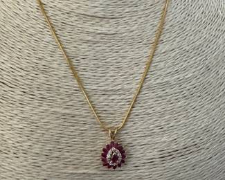 #70 - $250 - 14kt Ruby & Diamond Pendant